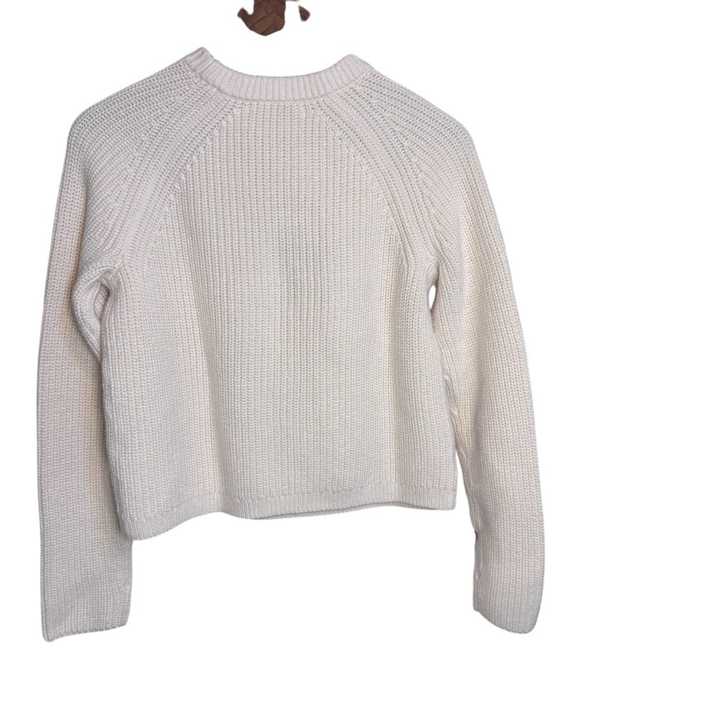 NWT Banana Republic Cream Organic Cotton Chunky Knit Crewneck Sweater Woman’s XS - Picture 2 of 10